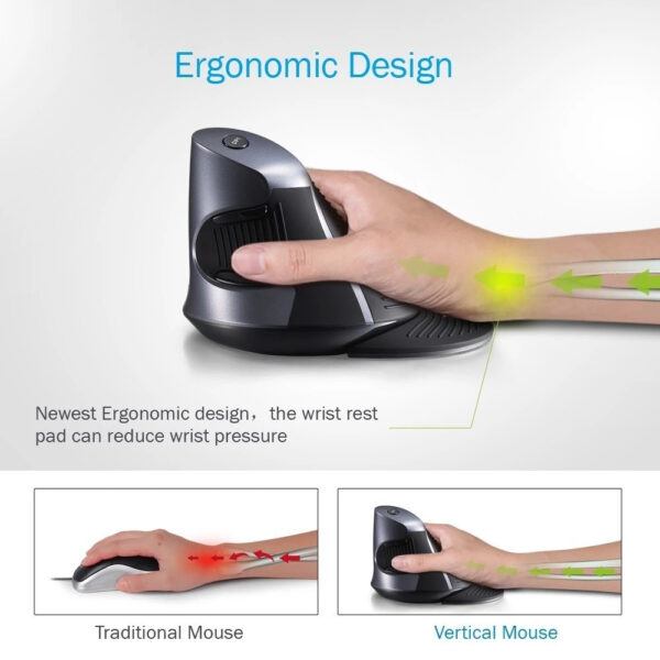 Ergonomic Cordless Vertical Mouse with Pad - Image 9